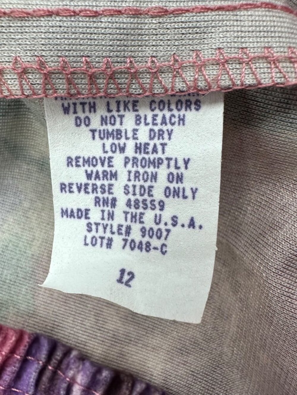 Vintage Floral Skirt Elastic Waist Size 12 Midi Purple Pink Roses Cottage USA - Picture 5 of 7